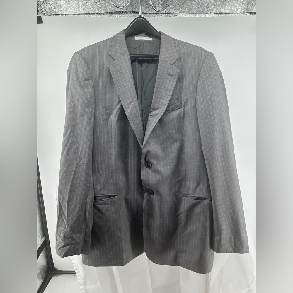 Armani collezioni wool silk blend sartorial gray pinstriped blazer